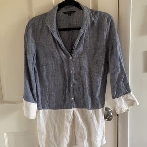 Brooks brothers linen blue and white shirt